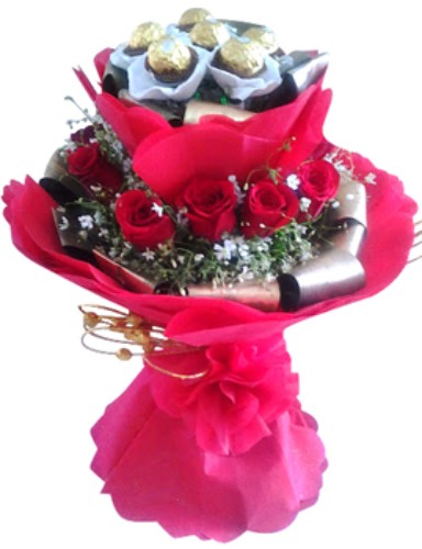 Red Roses with Ferrero Rocher chocolate
