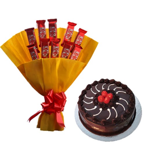Bunch of 10 Kit Kat small with 1/2 kg truffle cake